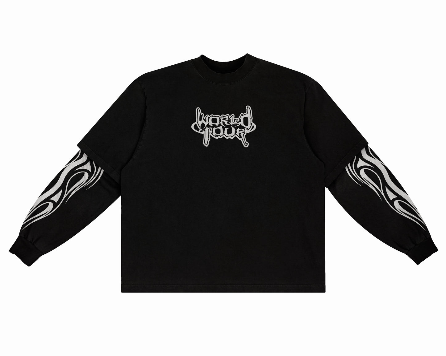 black "world tour" double layer longsleeve