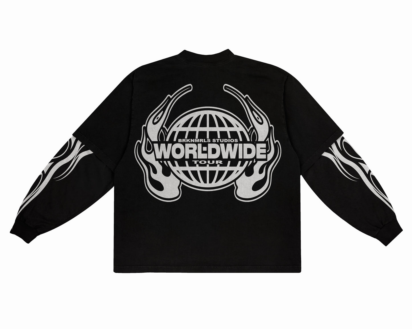 black "world tour" double layer longsleeve
