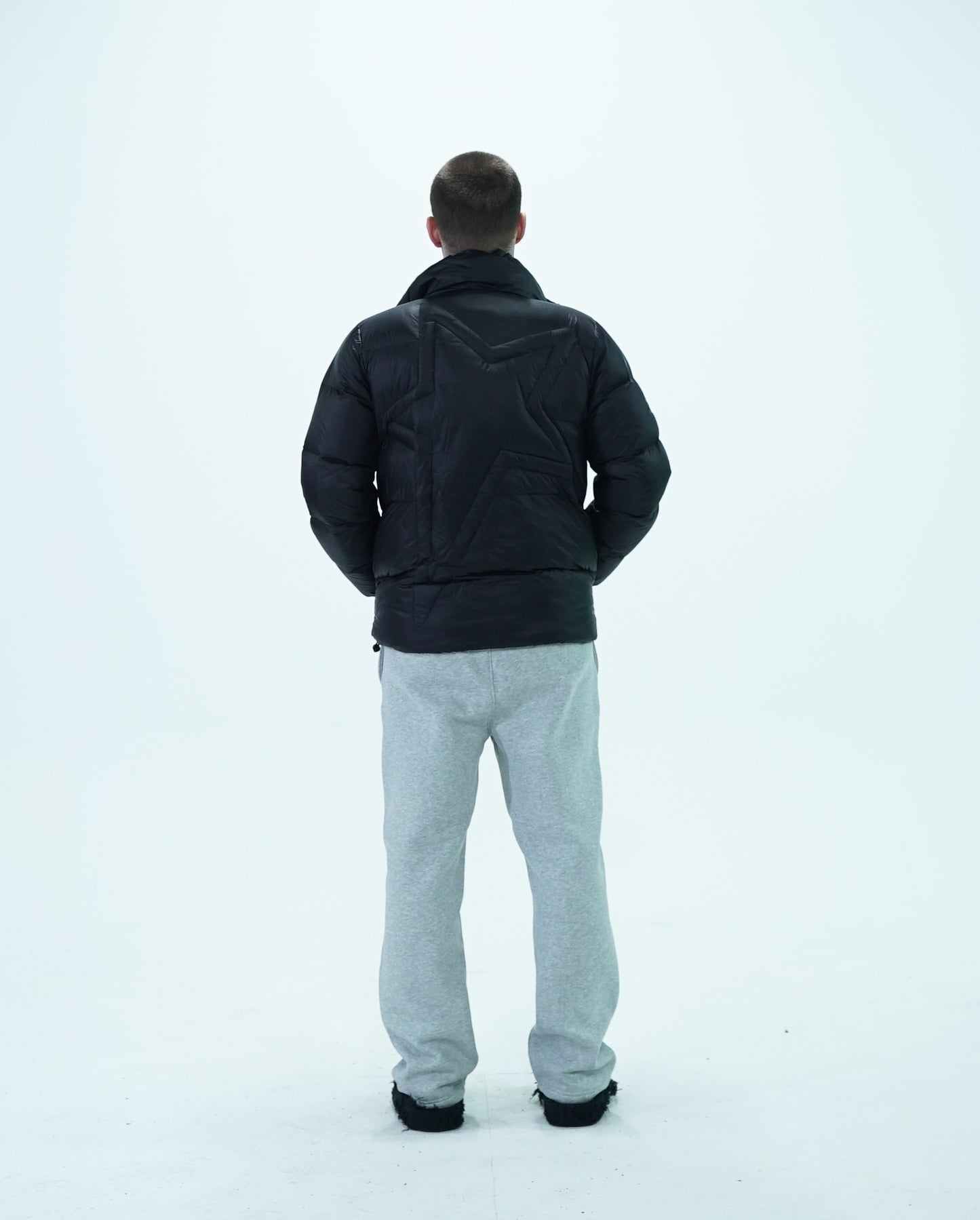 black "quilted" bubble jacket