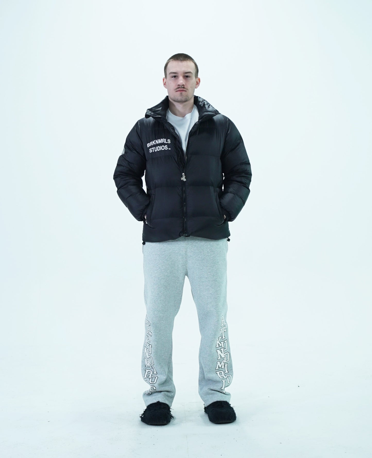 black "quilted" bubble jacket