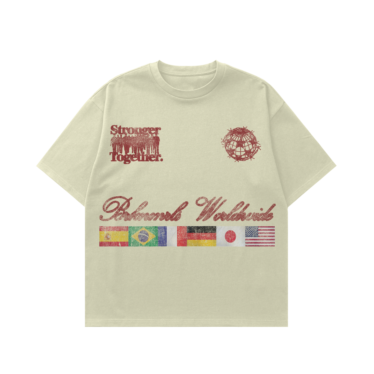 cream "worldwide" tee