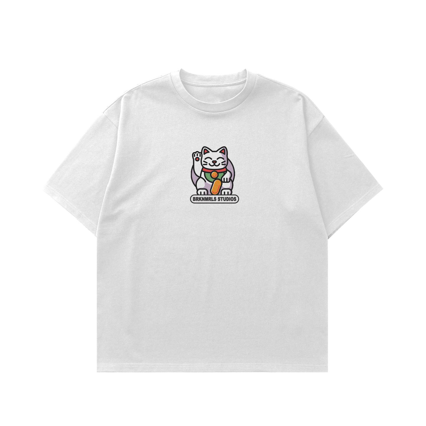 white "lucky cat" tee