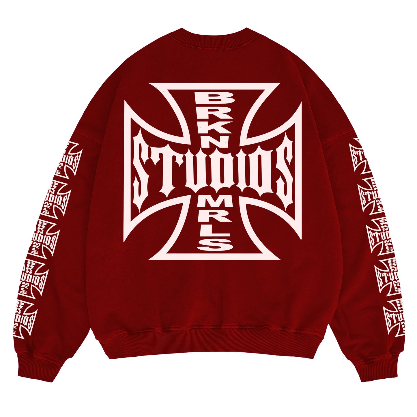 red "iron cross" crewneck
