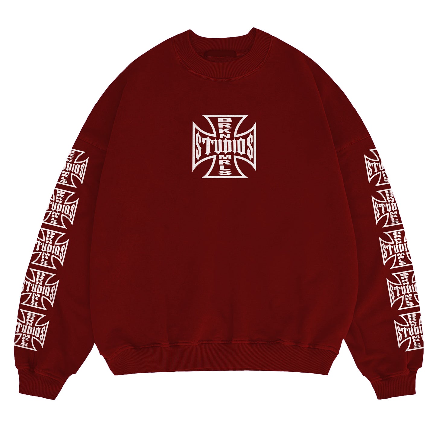 red "iron cross" crewneck