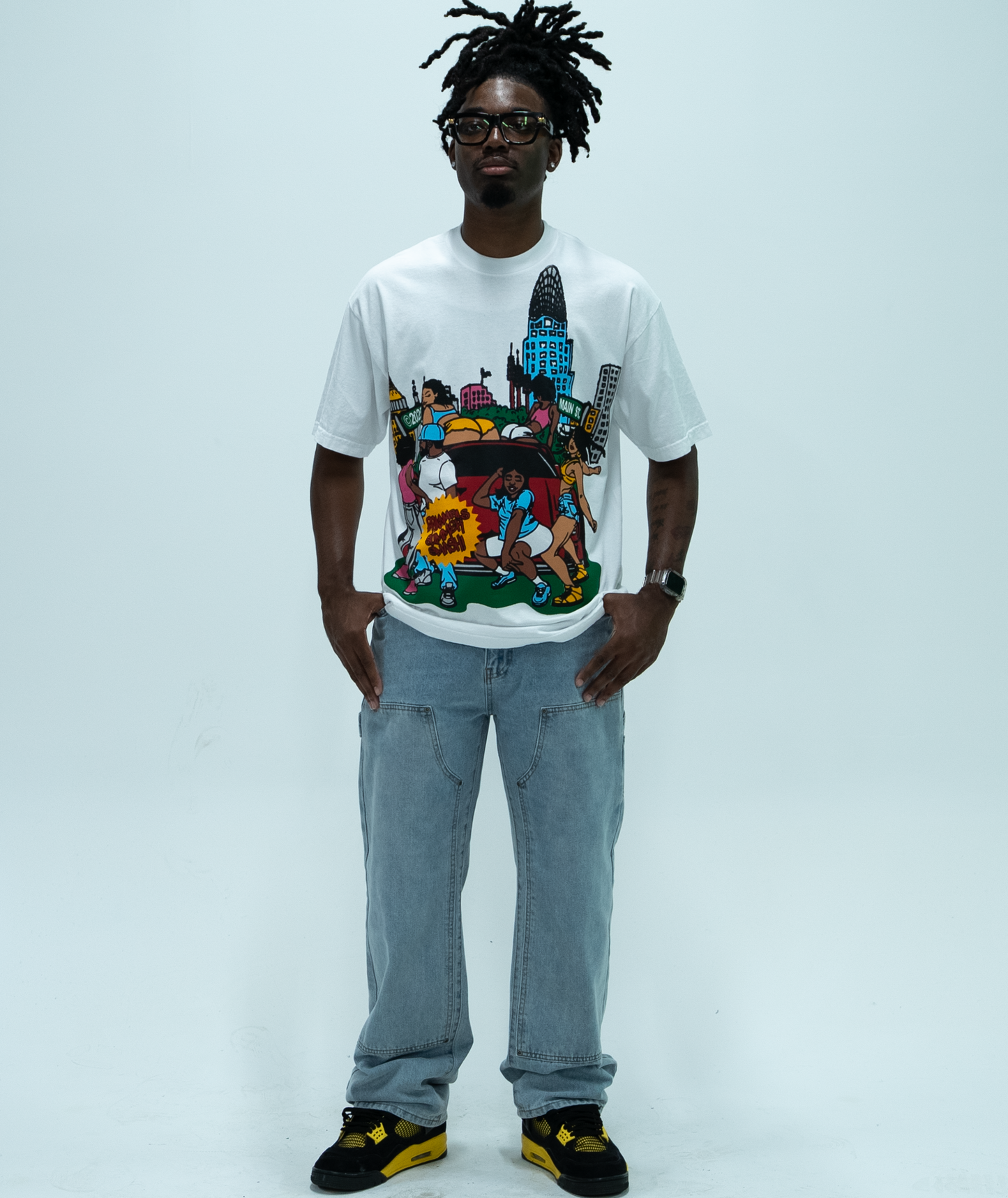 white "summer smash" tee