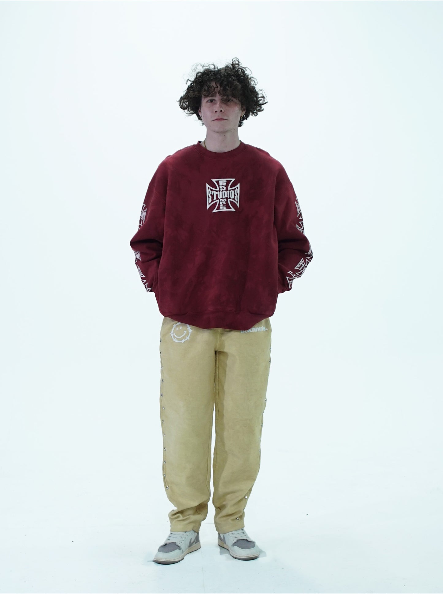 red "iron cross" crewneck