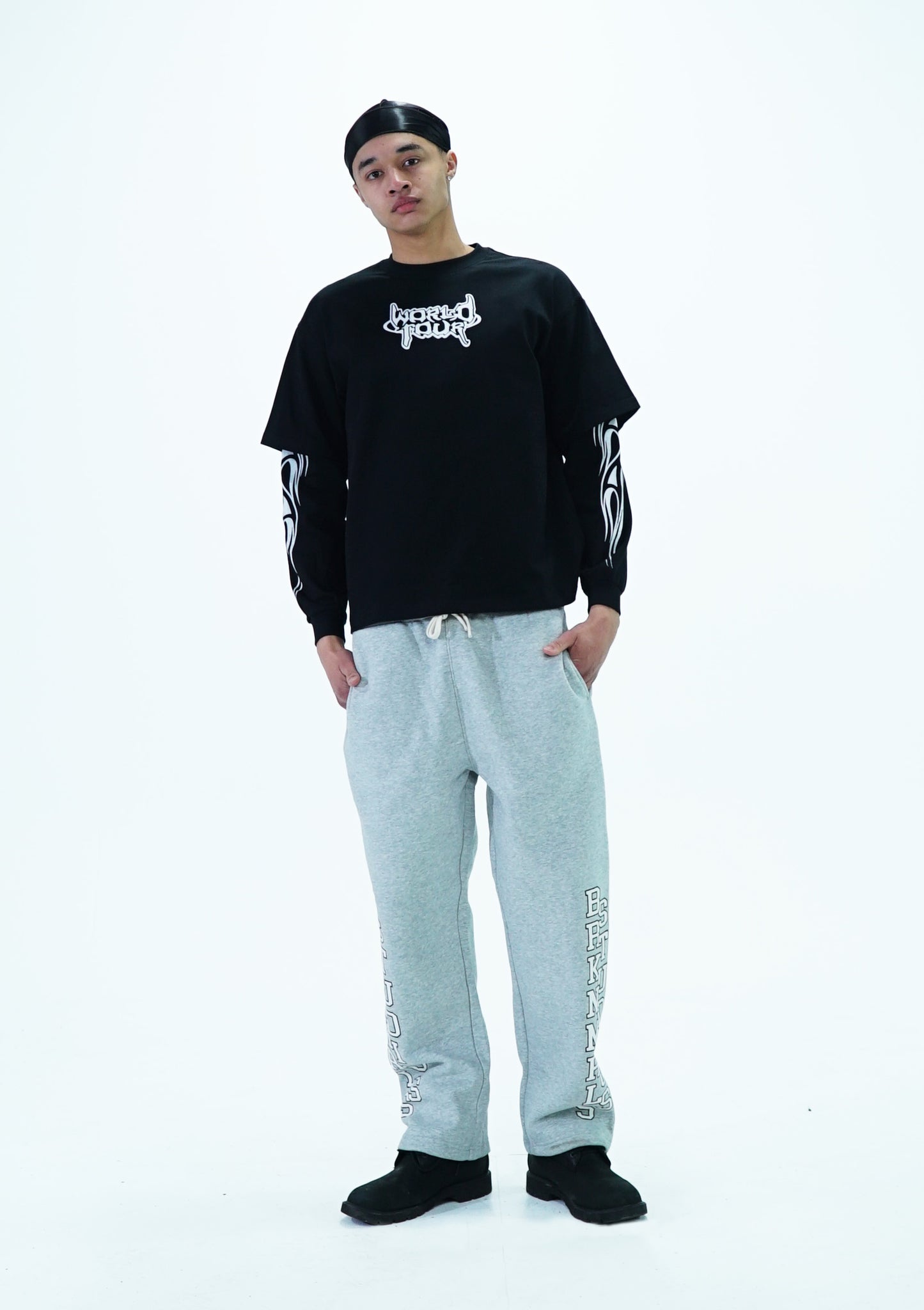 black "world tour" double layer longsleeve