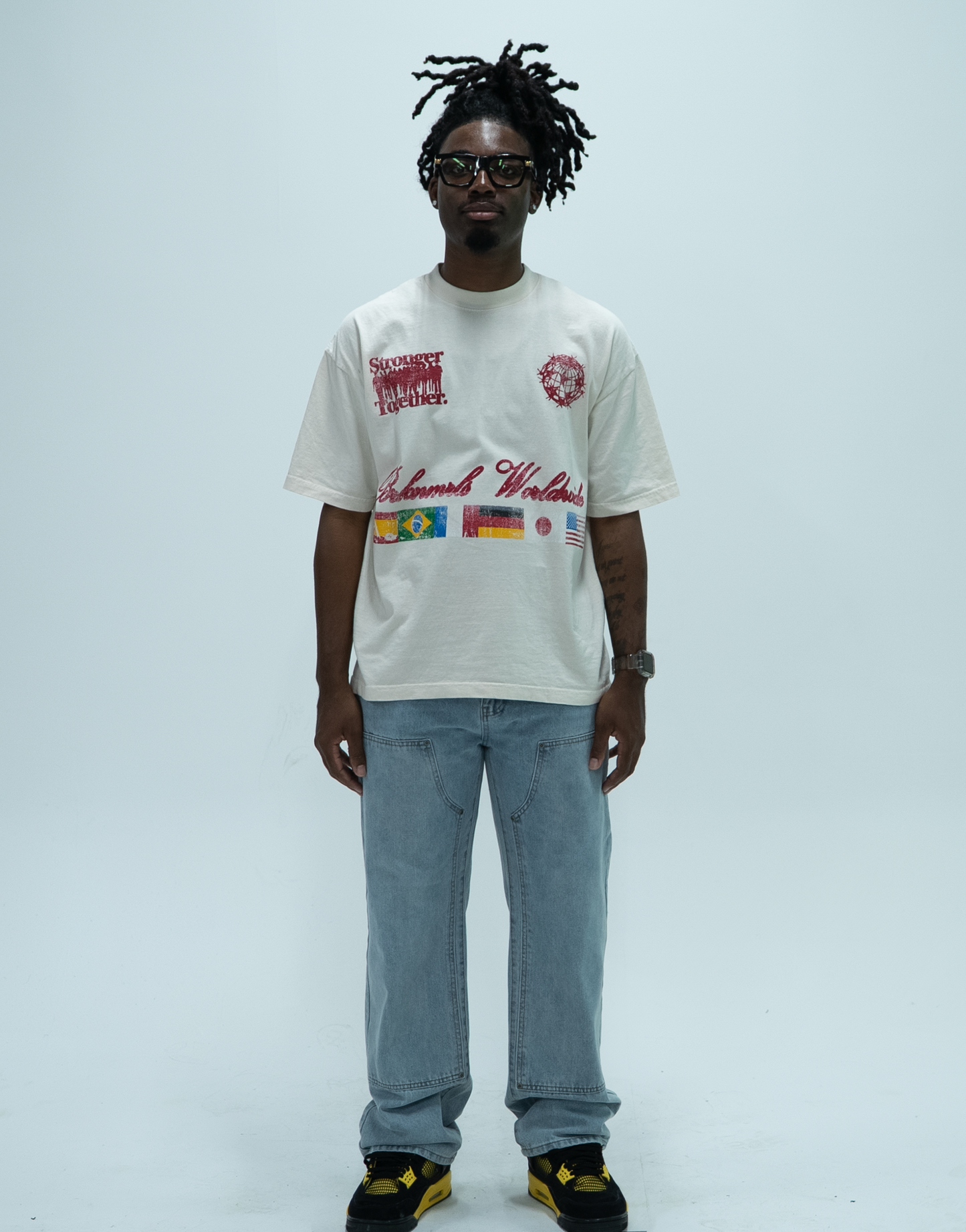 cream "worldwide" tee