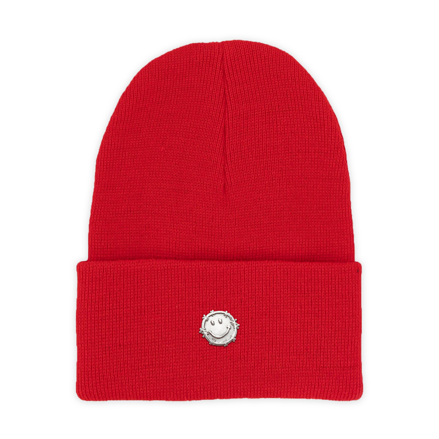 red hardware beanie