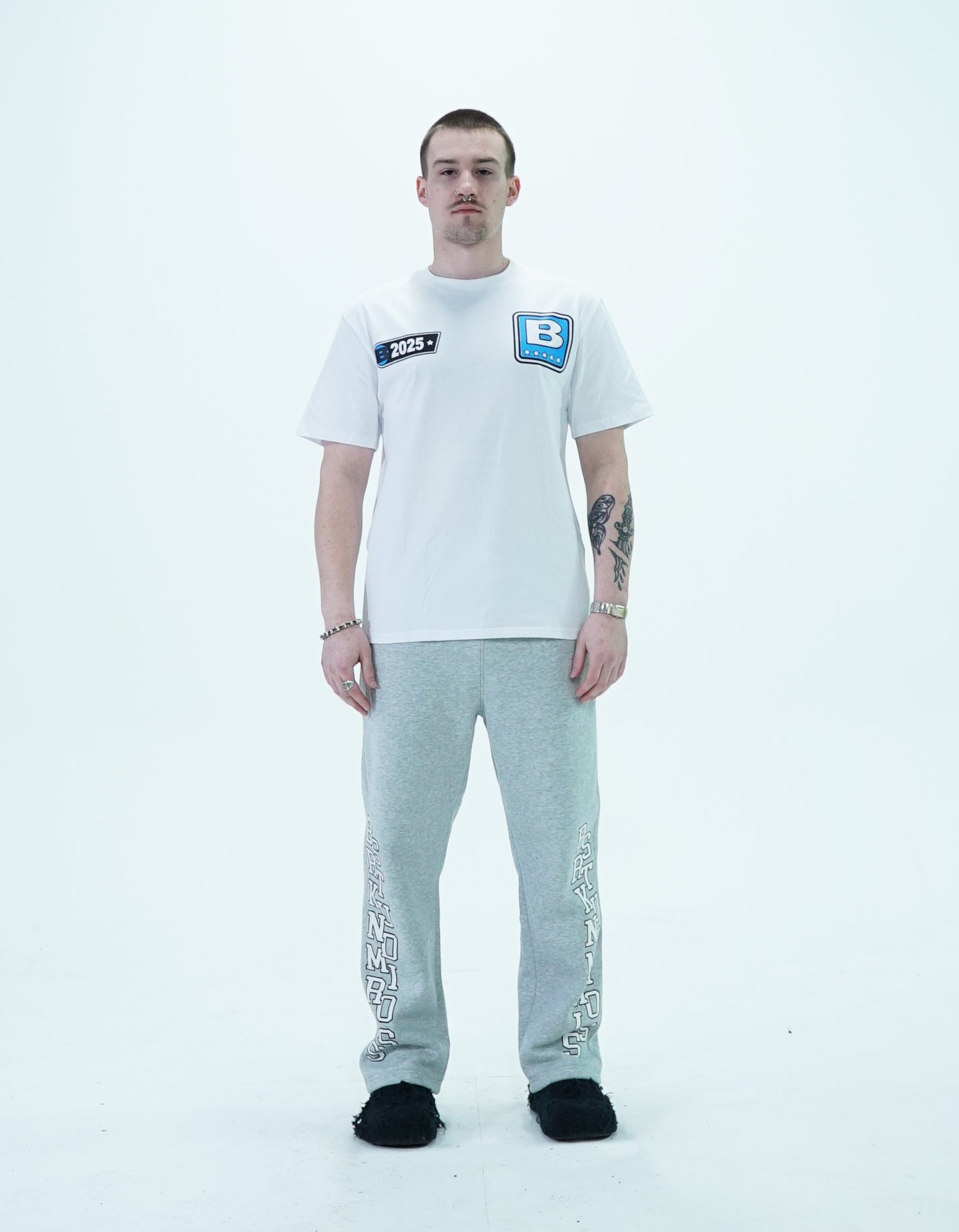 white "badge" tee