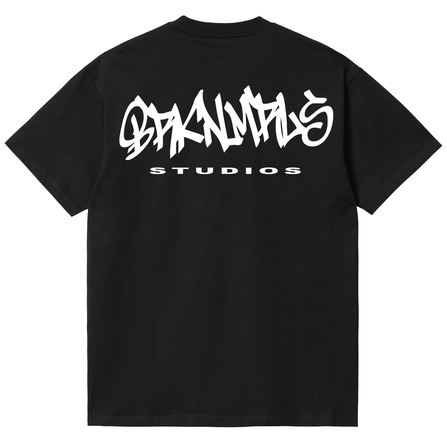 black "name tag" tee