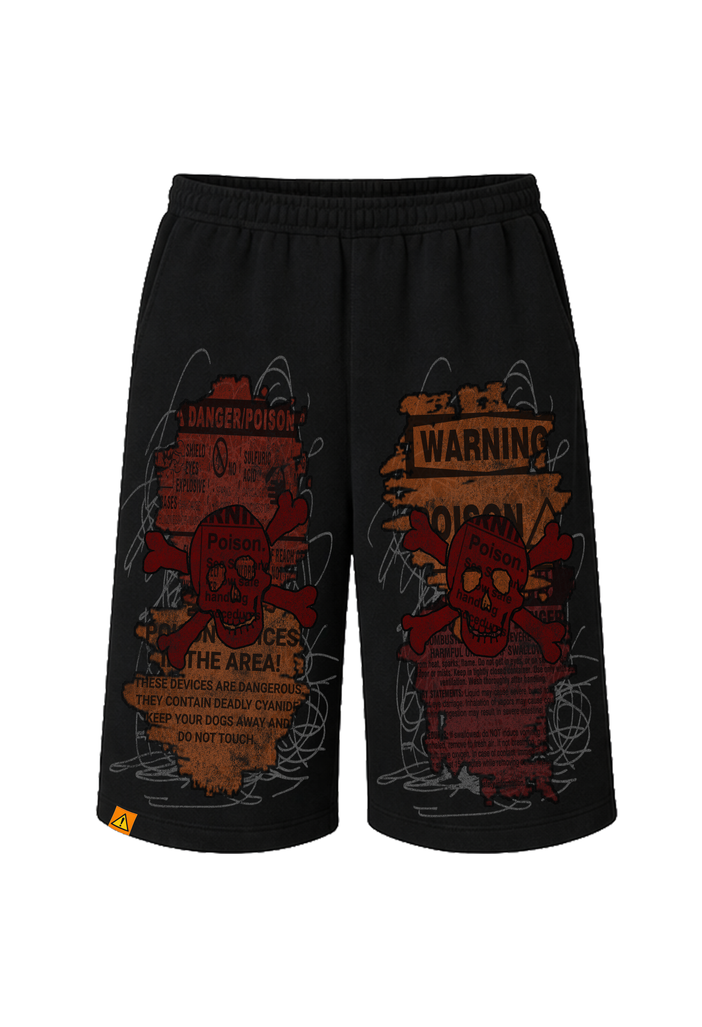 black "poison" baggy shorts