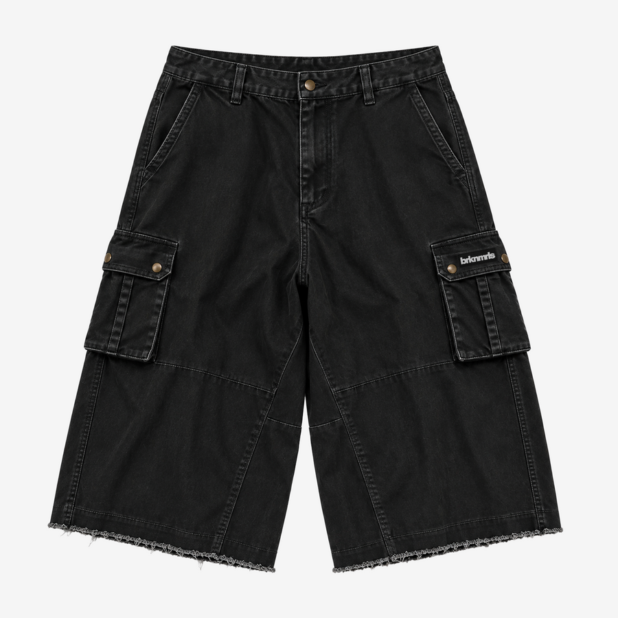 black twill cargo shorts