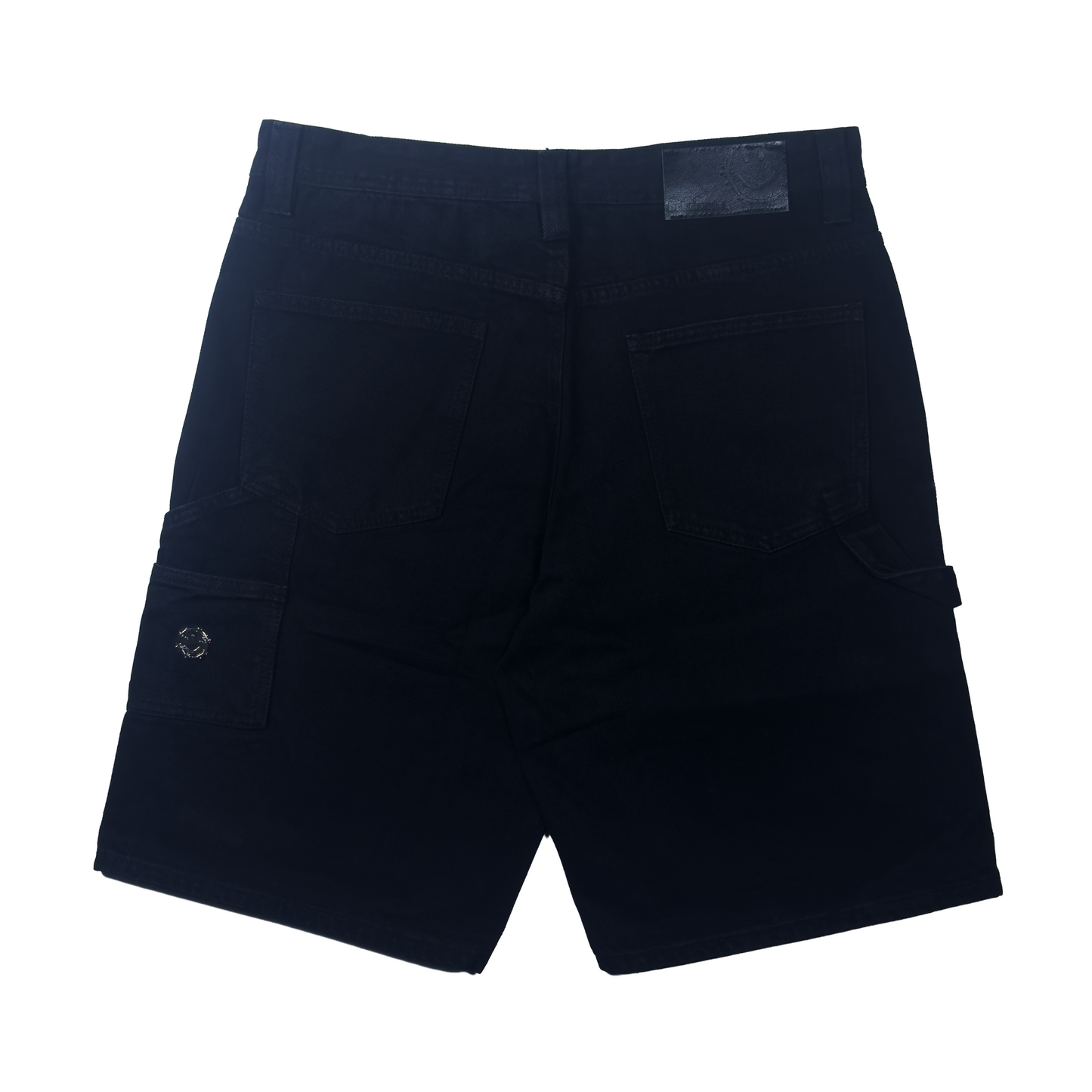 black "double knee" carpenter shorts