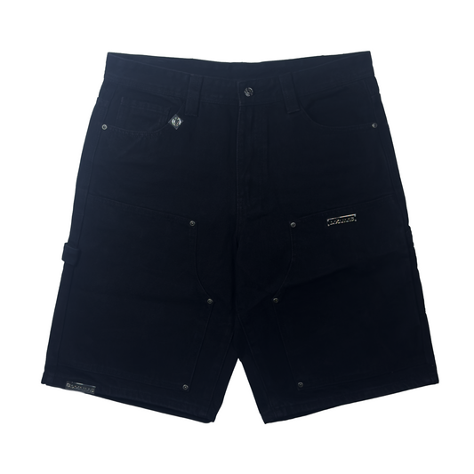 black "double knee" carpenter shorts