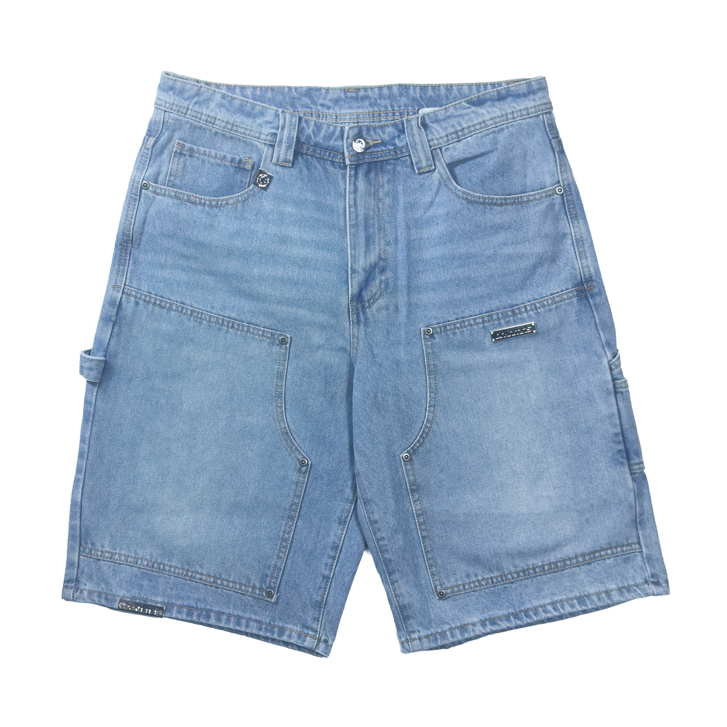 blue "double knee" carpenter shorts