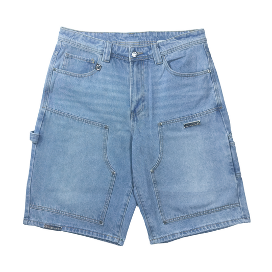 blue "double knee" carpenter shorts