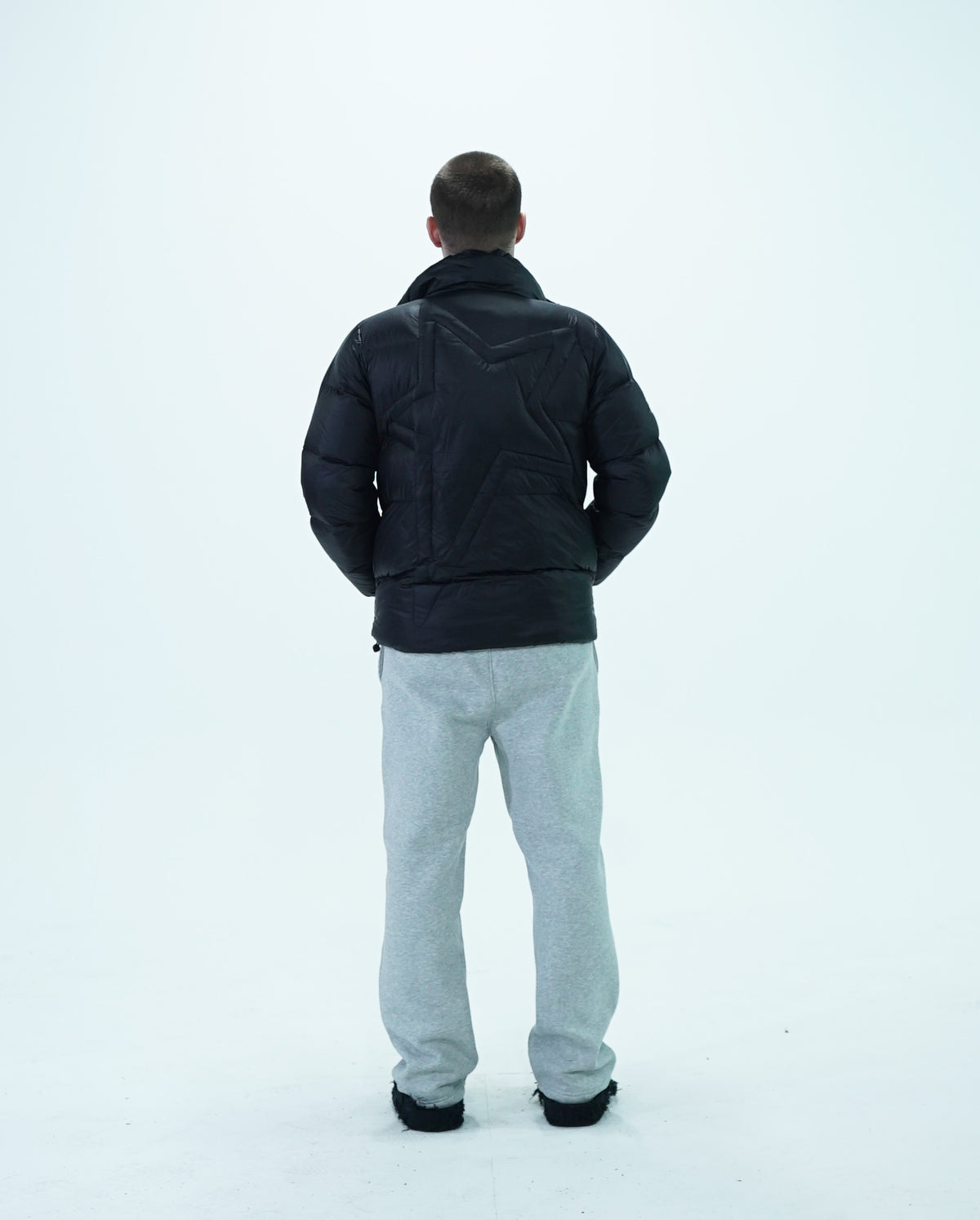black "quilted" bubble jacket