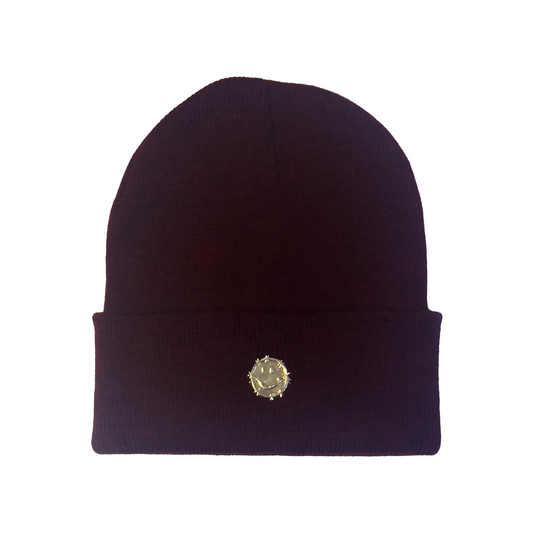 burgundy "hardware" beanie