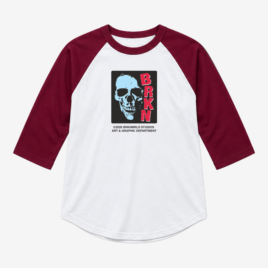 burgundy skull raglan shirt