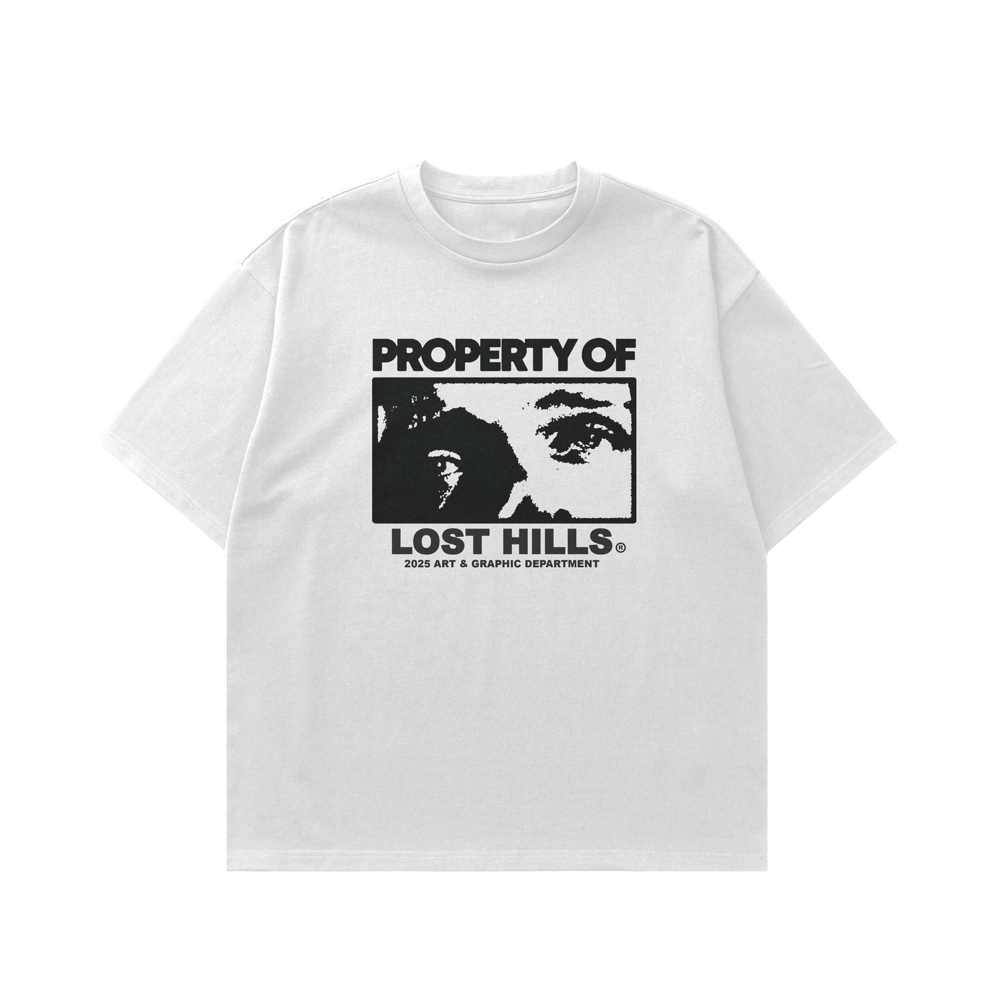 white "lost hills" tee
