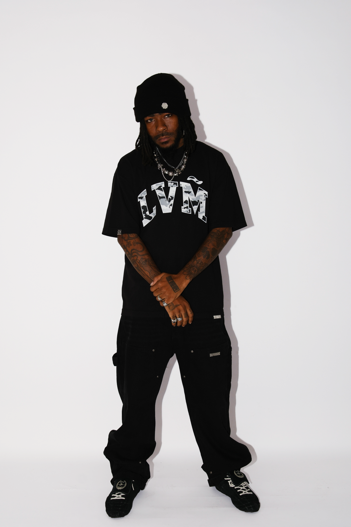 black "lvm" tee