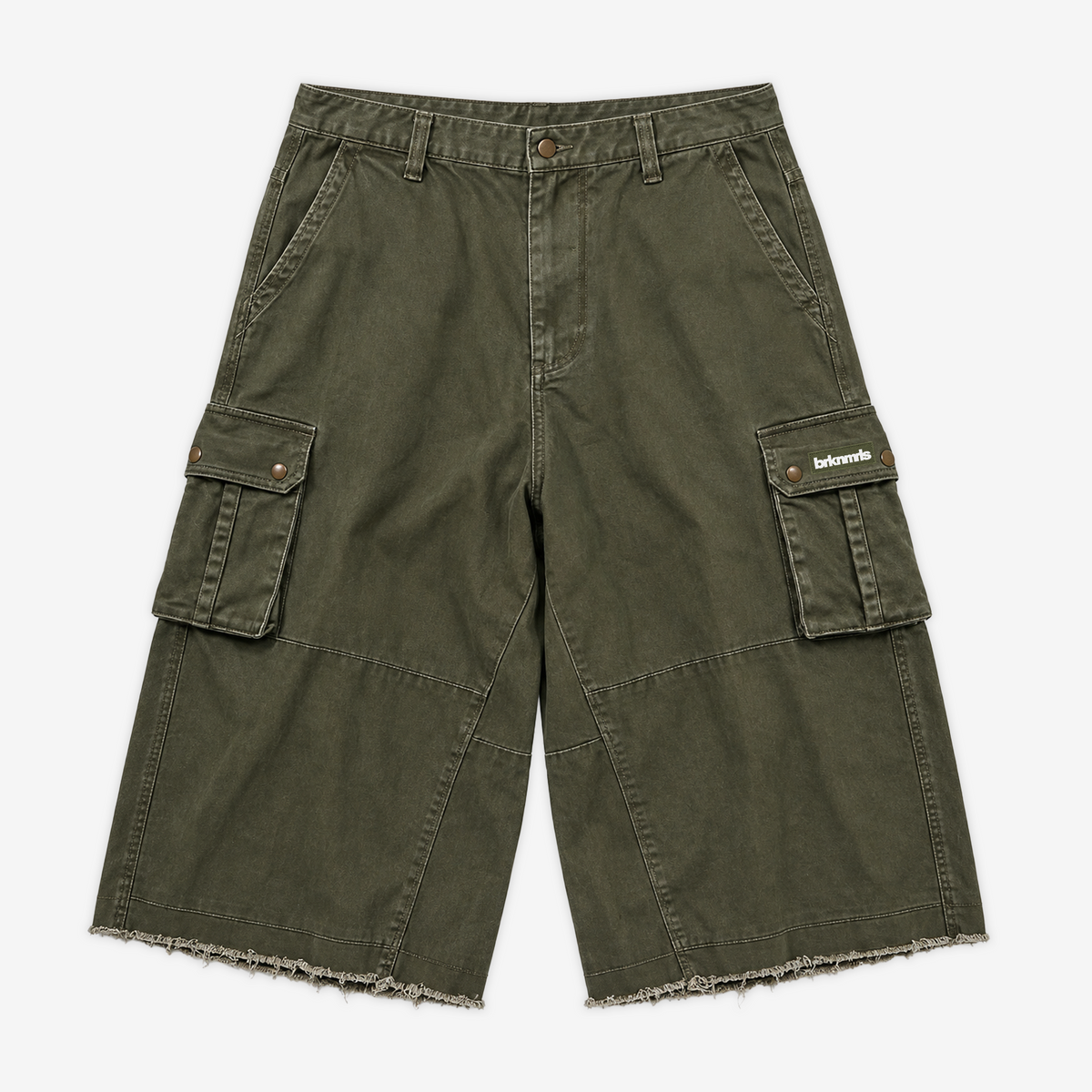 olive twill cargo shorts