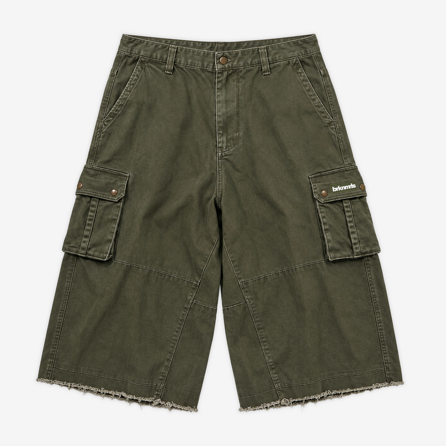 olive twill cargo shorts