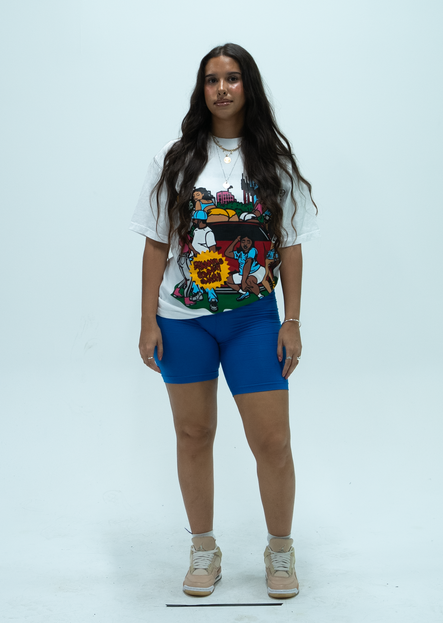 blue "biker" shorts