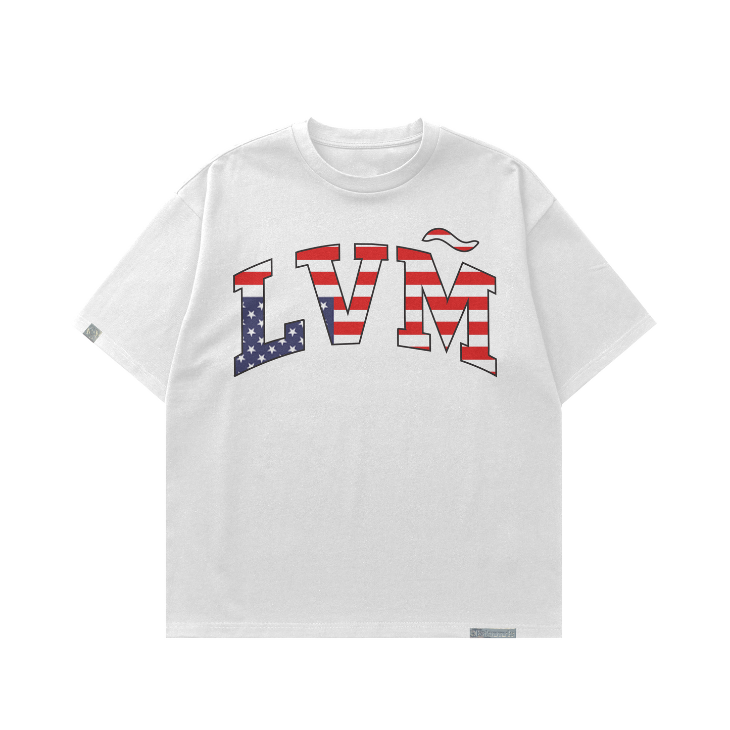 white "lvm" tee