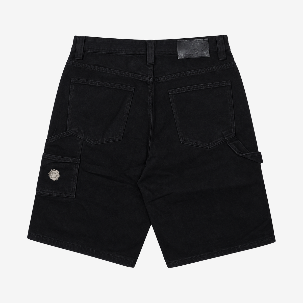 black "double knee" carpenter shorts
