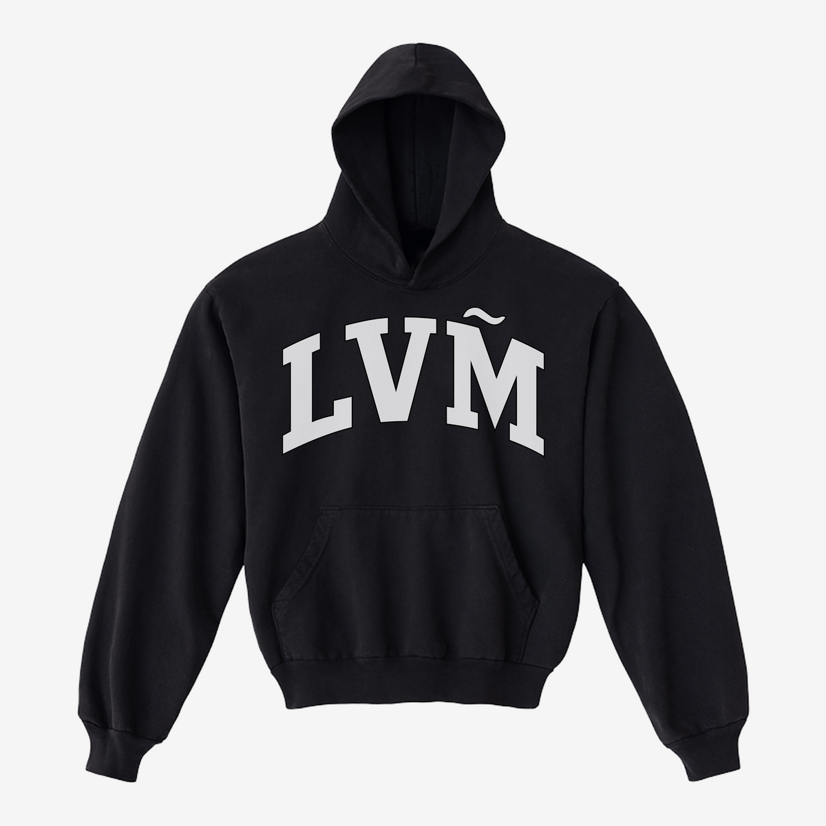 black "lvm" hoodie