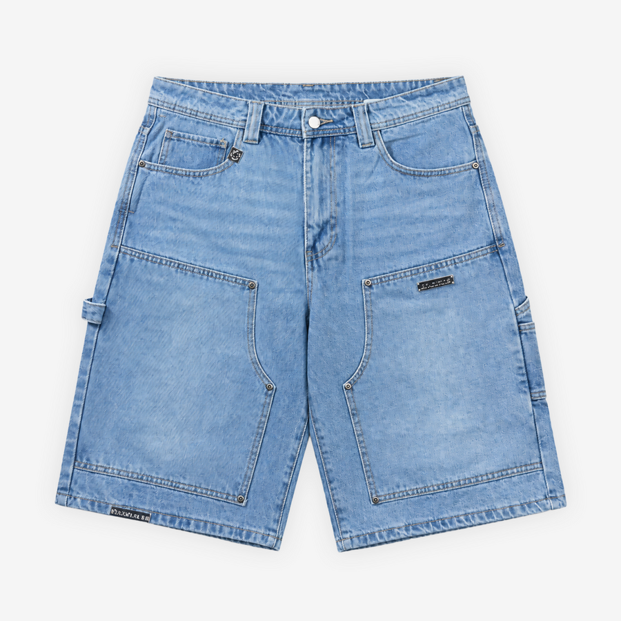 blue double knee carpenter shorts