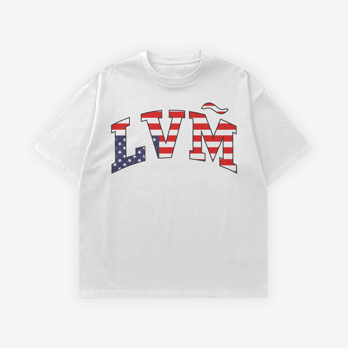 white "lvm" tee